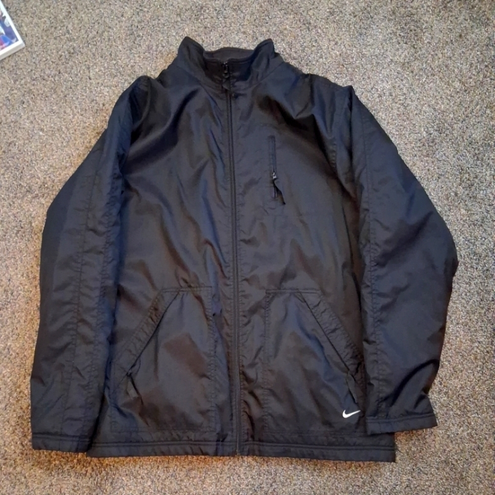 Vintage Nike 2000s Fleece Lined Ful Zip Up Jacket Black Bottom Swoosh